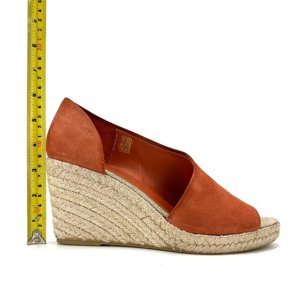 Vince Sonora Orange Suede Wedge Sandal Size 8 Espadrille Platform Open Toe Comfy - Picture 8 of 14